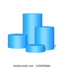 Blue Round Stage Podium Isolated on White Background. 3d Pedestal. Vector illustration. Ready For Your Design. Product Advertising. Vector EPS10