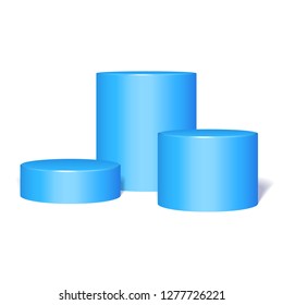 Blue Round Stage Podium Isolated on White Background. 3d Pedestal. Vector illustration. Ready For Your Design. Product Advertising. Vector EPS10