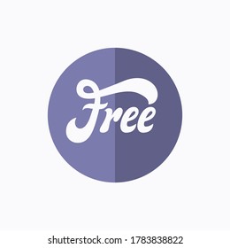 Pegatina azul redonda LIBRE en estilo plano aislada sobre fondo blanco. Diseño moderno vectorial dibujado a mano. 
