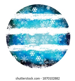 Rodeo azul y fondo rayado con copos de nieve. Feliz Navidad. Hermosos antecedentes navideños. Ilustración del vector