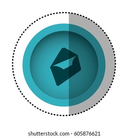 blue round symbol letter open icon, vector illustration design
