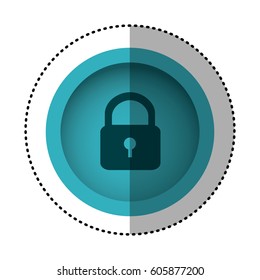 blue round symbol padlock closed icon, vector illustration design