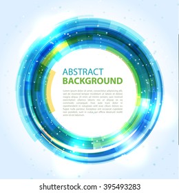 Blue round template abstract background for business presentations. Vector.