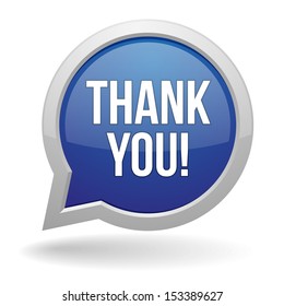 Blue round thank you speech bubble