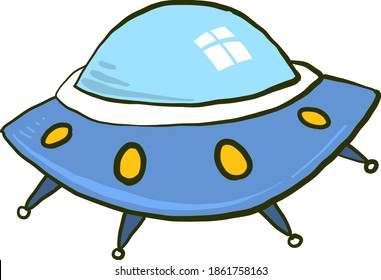 Blue round UFO, illustration, vector on white background.
