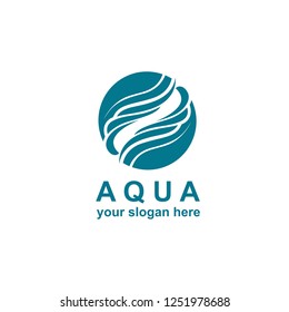 blue round water waves icon isolated on white background