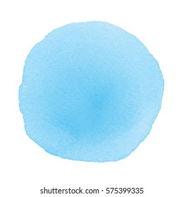 Blue round watercolor on white background.