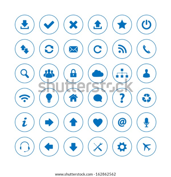 Blue Round Web Icons Stock Vector (Royalty Free) 162862562