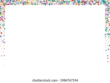 Blue Round Wedding Texture. Confetti Gift Background. Orange Surprise Dot. Multicolored Christmas Circle Illustration.
