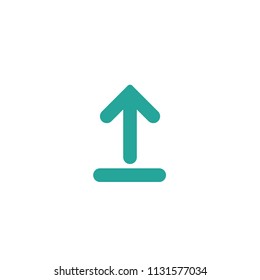 blue rounded arrow up icon. Isolated on white. Upload icon.  Upgrade sign. North pointing arrow.