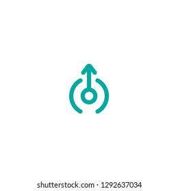 blue rounded arrow up icon. Isolated on white. Upload icon.  Upgrade sign. North pointing arrow. Flat process icon. Good for web and software interfaces.  