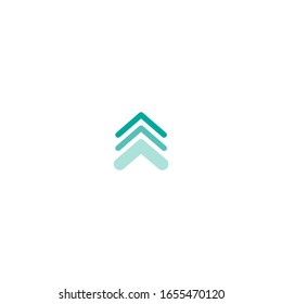 blue rounded arrows up icon. swipe up button.  Isolated on white. Upload, scroll icon.  Upgrade, speed up sign. North pointing arrow.