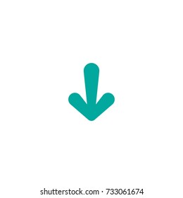 blue rounded cartoon arrow down. flat  icon. Download sign. isolated on white.