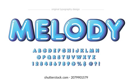 Blue rounded cartoon artistic font