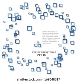 Blue rounded rectangles abstract background on white