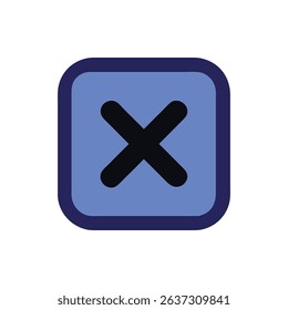 Blue rounded square with a dark cross inside graphic