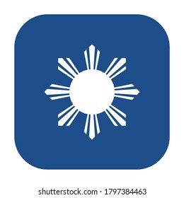 Blue rounded square eight-rayed sun of flag of the Republic of Philippines icon, button isolated on a white background. EPS10 vector file