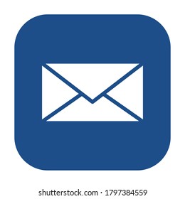Blue rounded square envelope icon, button isolated on a white background. EPS10 vector file
