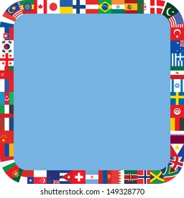 blue rounded square frame made of flag icons