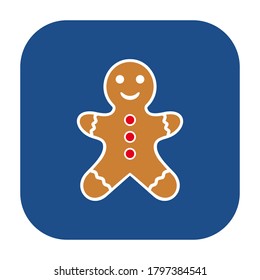 Blue rounded square gingerbread man icon, button isolated on a white background. EPS10 vector file