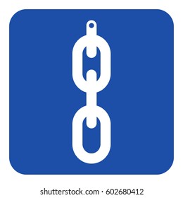 blue rounded square information road sign - white hanging chain with hole icon
