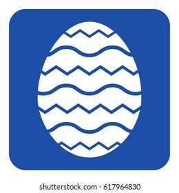 blue rounded square information road sign - white Easter egg with waves icon