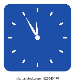 blue rounded square information road sign with white last minute clock icon