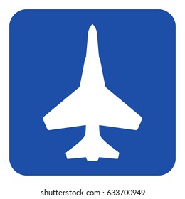 blue rounded square information road sign with white fighter icon
