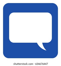 blue rounded square information road sign - white speech bubble icon