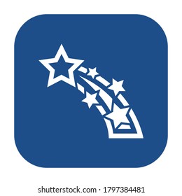 Blue rounded square shooting star icon, button isolated on a white background. EPS10 vector file