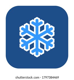 Blue rounded square snowflake icon, button isolated on a white background. EPS10 vector file