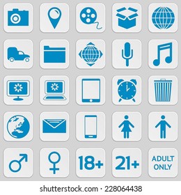 Blue rounded web / mobile / seo isolated icon vector set