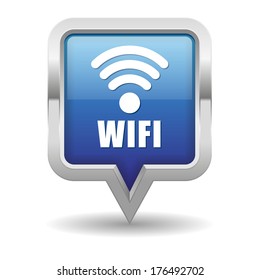 Blue rounded wireless button with metallic border