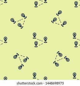 Blue Route location icon isolated seamless pattern on white background. Map pointer sign. Concept of path or road. GPS navigator.  Vector Illustration