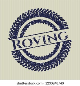 Blue Roving rubber stamp with grunge texture