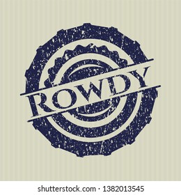 Blue Rowdy rubber grunge stamp