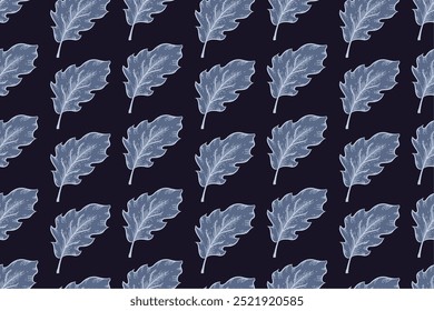 Blue royal color leaf seamless pattern. Leaf pattern for textile and paper print.