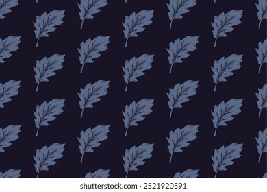 Blue royal color leaf seamless pattern. Leaf pattern for textile and paper print.