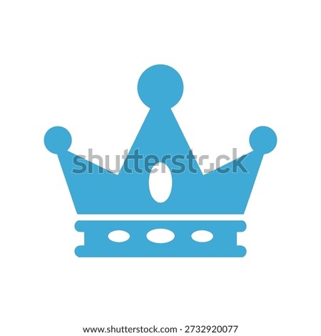 A blue royal crown icon featuring a clean flat design style, perfect for use as a premium logo, gaming avatar, or mobile app UI element