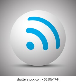 Blue Rss icon on white sphere
