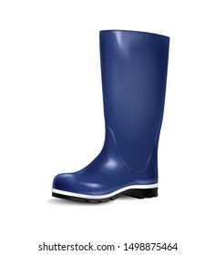 Blue rubber boot isolated on a white background. Rain boot, autumn shoes. Vector illustration.