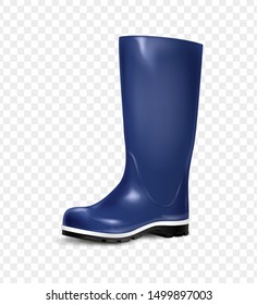 Blue rubber boot isolated on a transparent background. Rain boot, autumn shoes. Vector illustration. EPS10