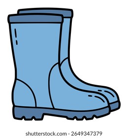 blue rubber boot safety clean hygiene flat color vector illustration template design