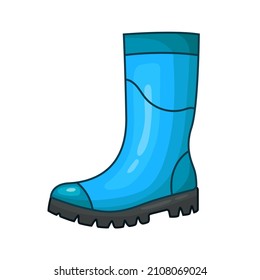 Blue rubber boot. Vector illustration