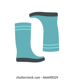 Blue rubber boots icon in flat style on a white background