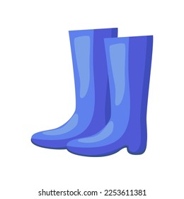 Blue rubber boots vector illustration. Cartoon drawing of shoes for working in garden isolated on white background. Gardening, farming, agriculture, spring concept