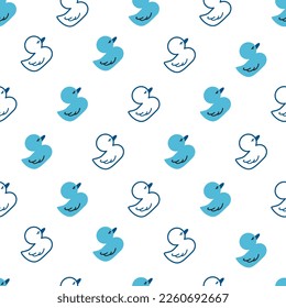 Blue Rubber Ducky Toy Cute Vector Seamless Pattern can be use for background and apparel design