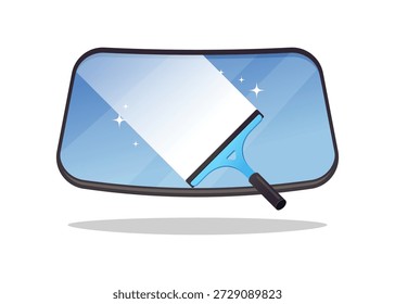 Blue rubber glass window cleaner vector isolated on white background.