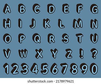 Blue Rubber Mascot Style Alphabet Number Stock Vector Royalty Free