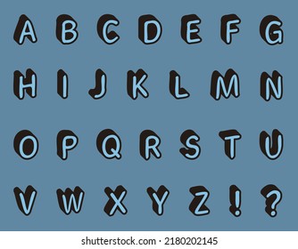 Blue rubber mascot style alphabet set